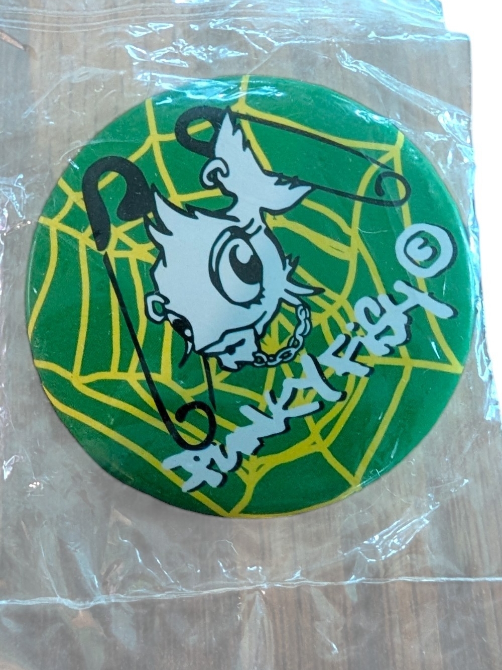 Vintage 2000s Funky Fish Punk Rock Pin Back Button